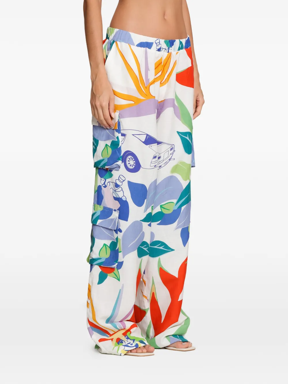  Amir Slama Printed Cargo Trousers - White 