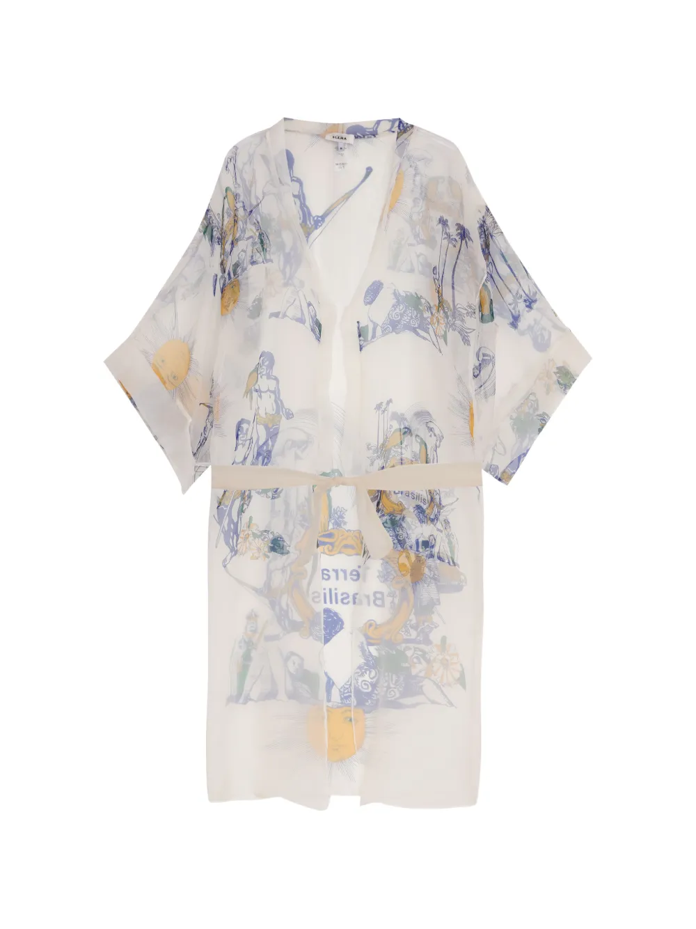 Amir Slama print belted silk beach cover-up - Nude