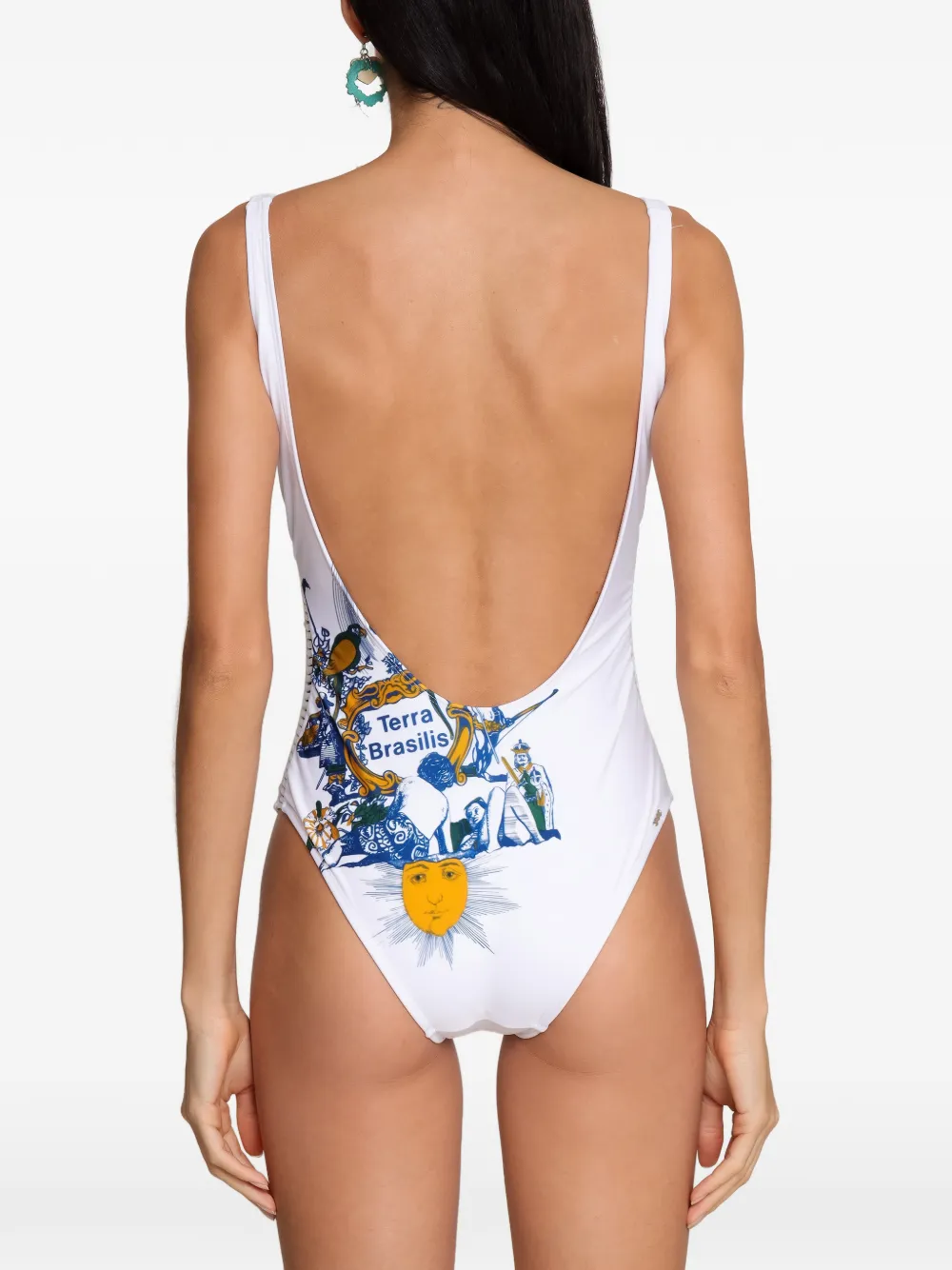 Amir Slama Badpak met grafische print Wit