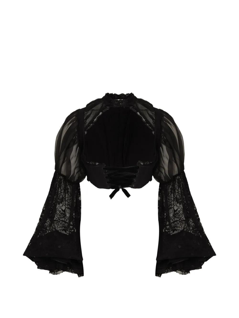Amir Slama lace puff-sleeve bolero - Nero