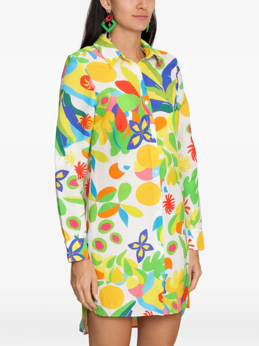 Amir Slama Blousejurk met bloemenprint Wit