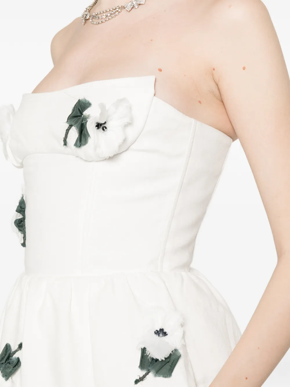SHUSHU TONG Mini-jurk met bloemenprint en ruches Wit
