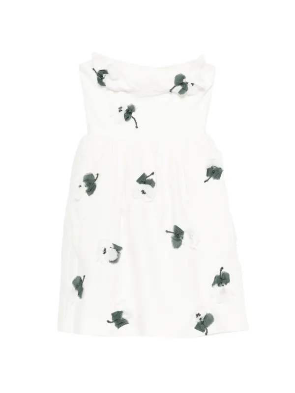 Shushu/Tong Floral Ruffle Mini Dress in White