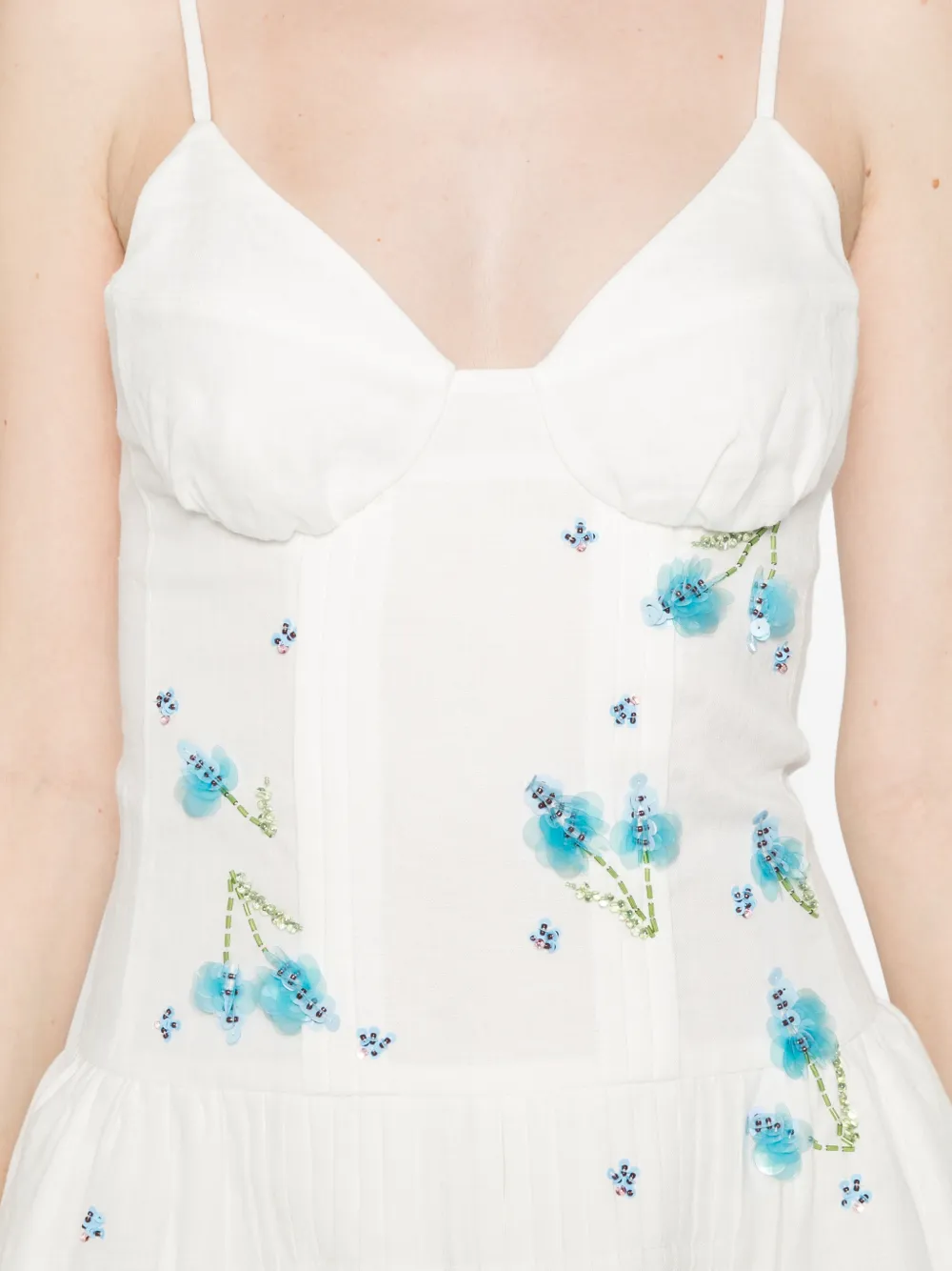 SHUSHU TONG Mini-jurk met plooien en bloemenprint Wit
