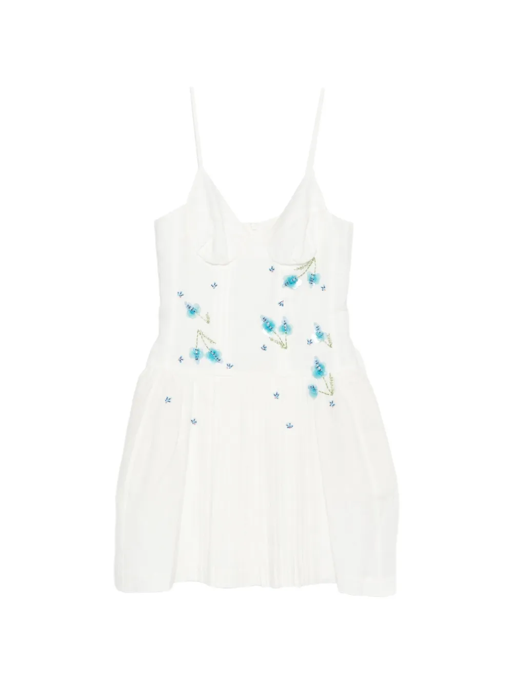 SHUSHU/TONG floral pleated mini dress - Bianco