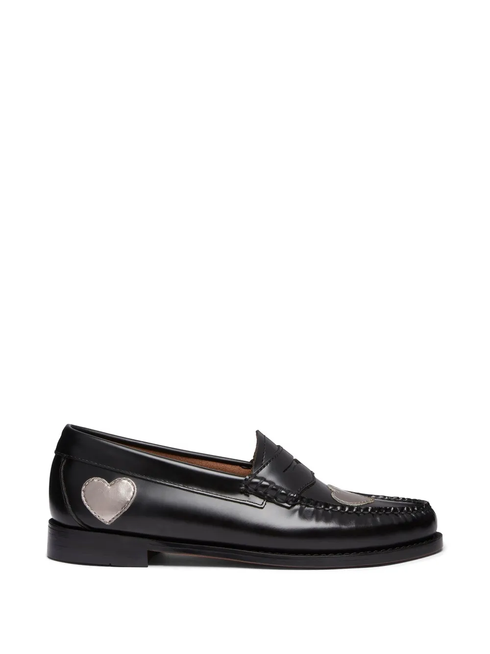 G.h.bass Weejuns Penny Love Silver-tone-heart Loafers In Black