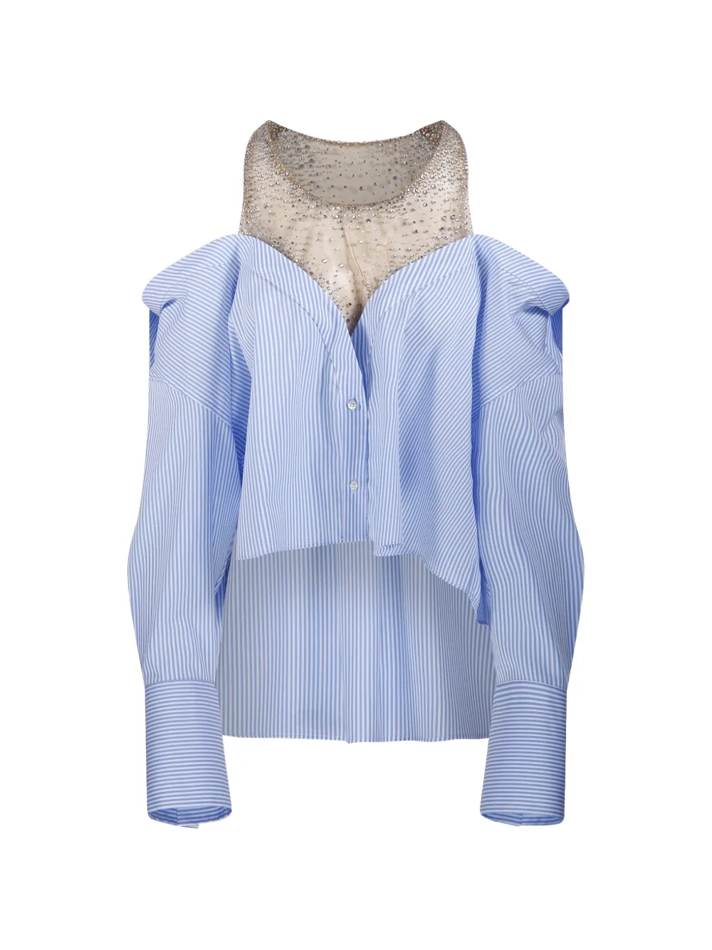 Giuseppe Di Morabito striped crystal-embellished blouse - Blu