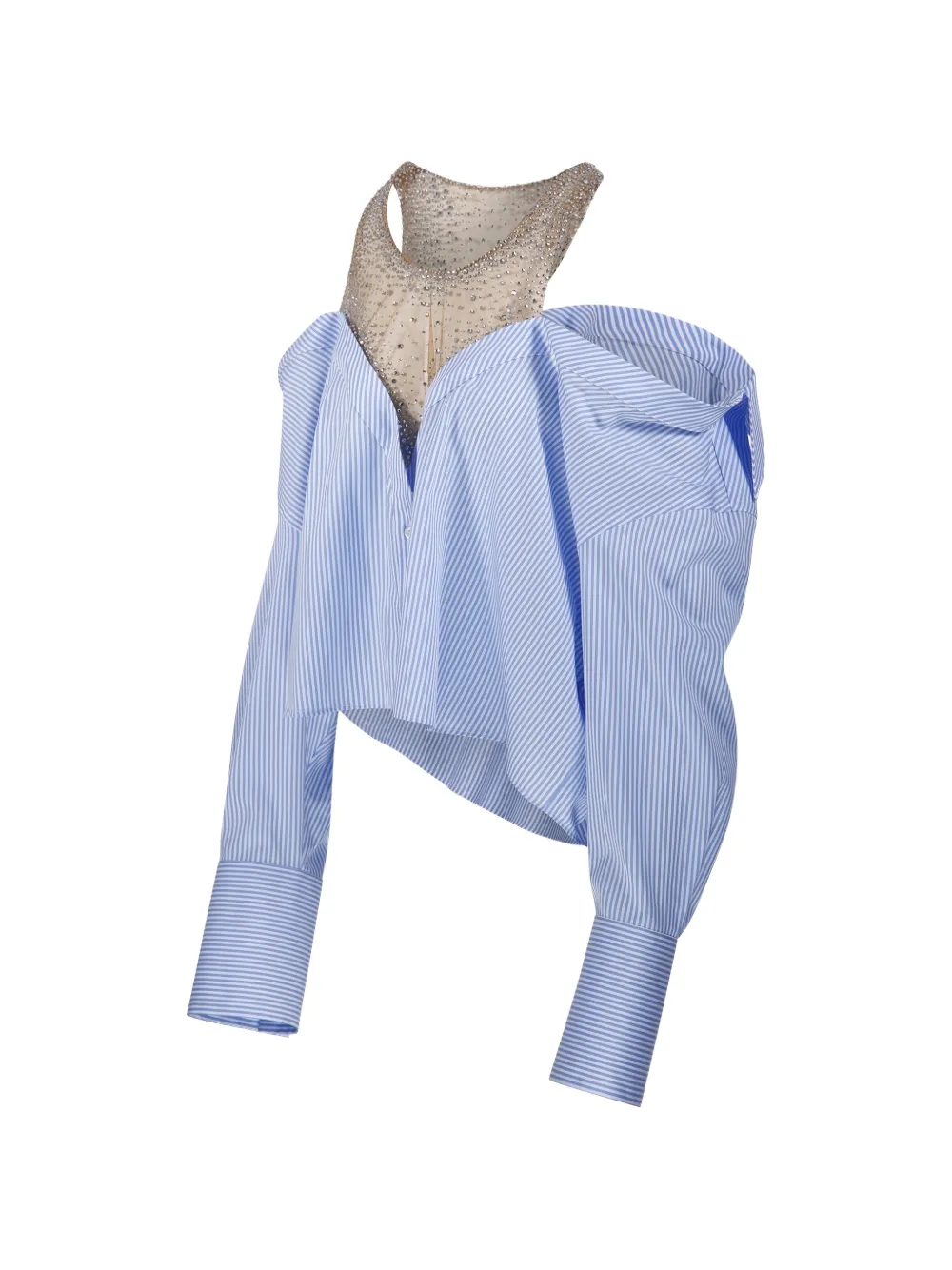  Giuseppe Di Morabito Striped Crystal-embellished Blouse - Blue 