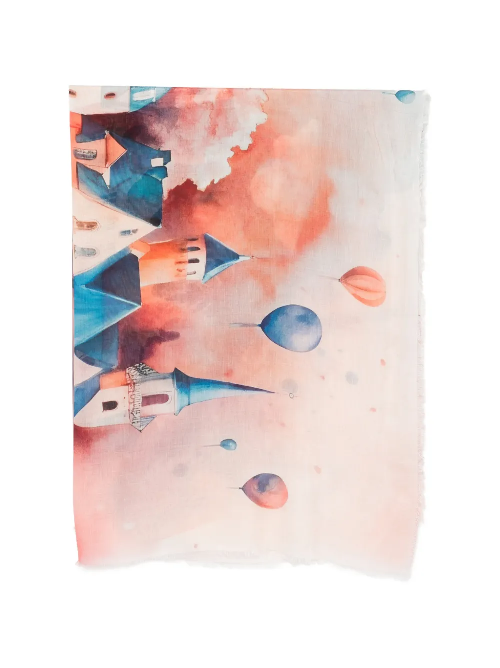 D'aniello frayed-edges printed scarf - Rosa