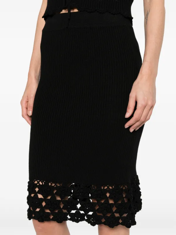 GANNI Crochet Midi Skirt | Black | FARFETCH