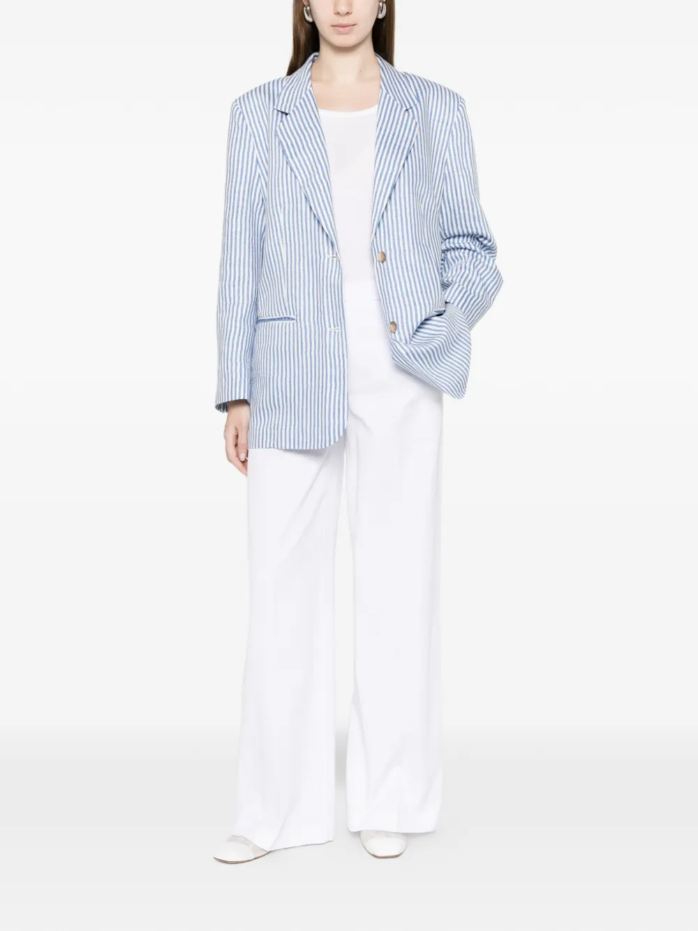  White Sand Striped Pocket Jacket - Blue 