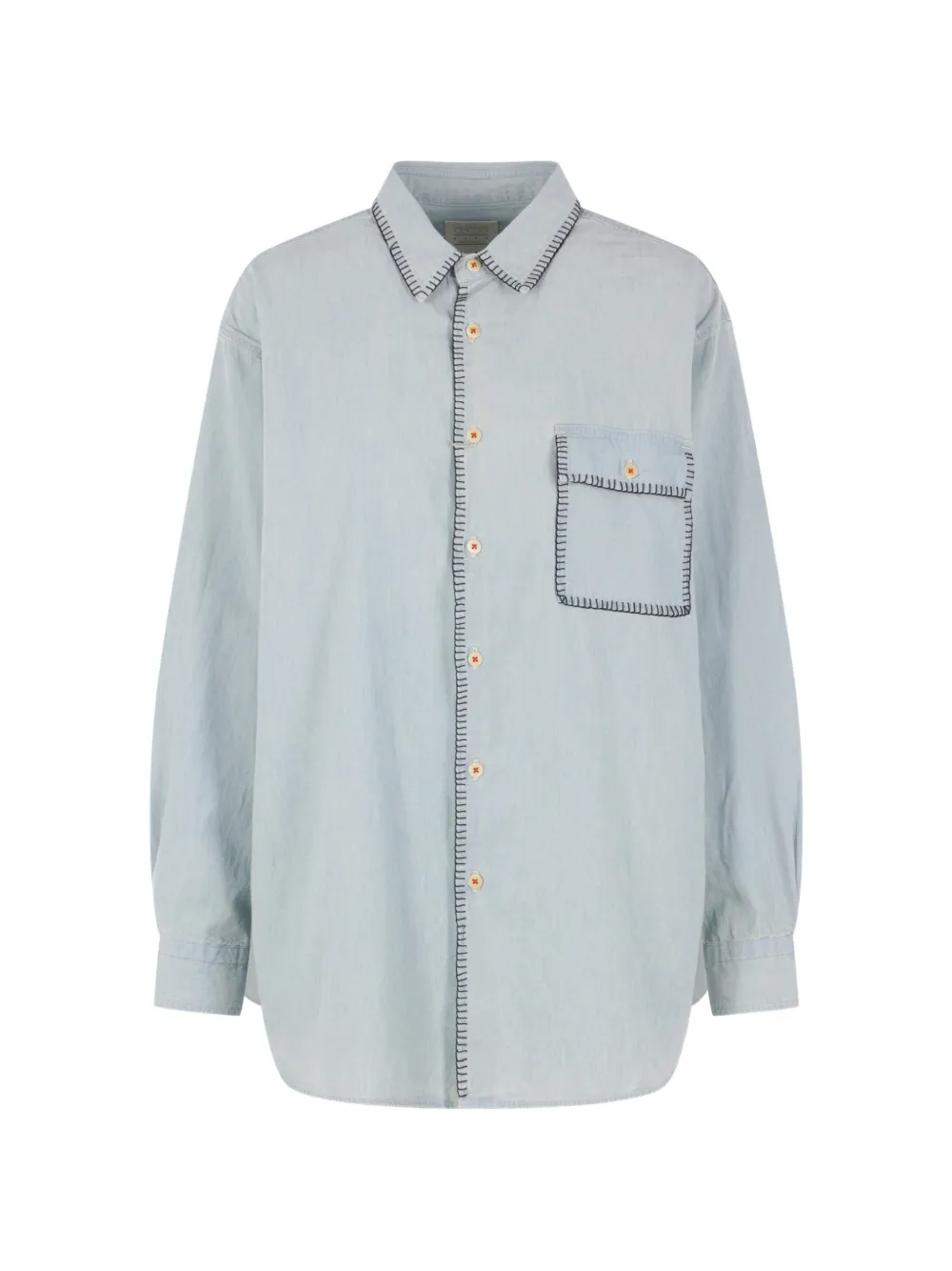 Kuro contrast-stitching shirt - Blau