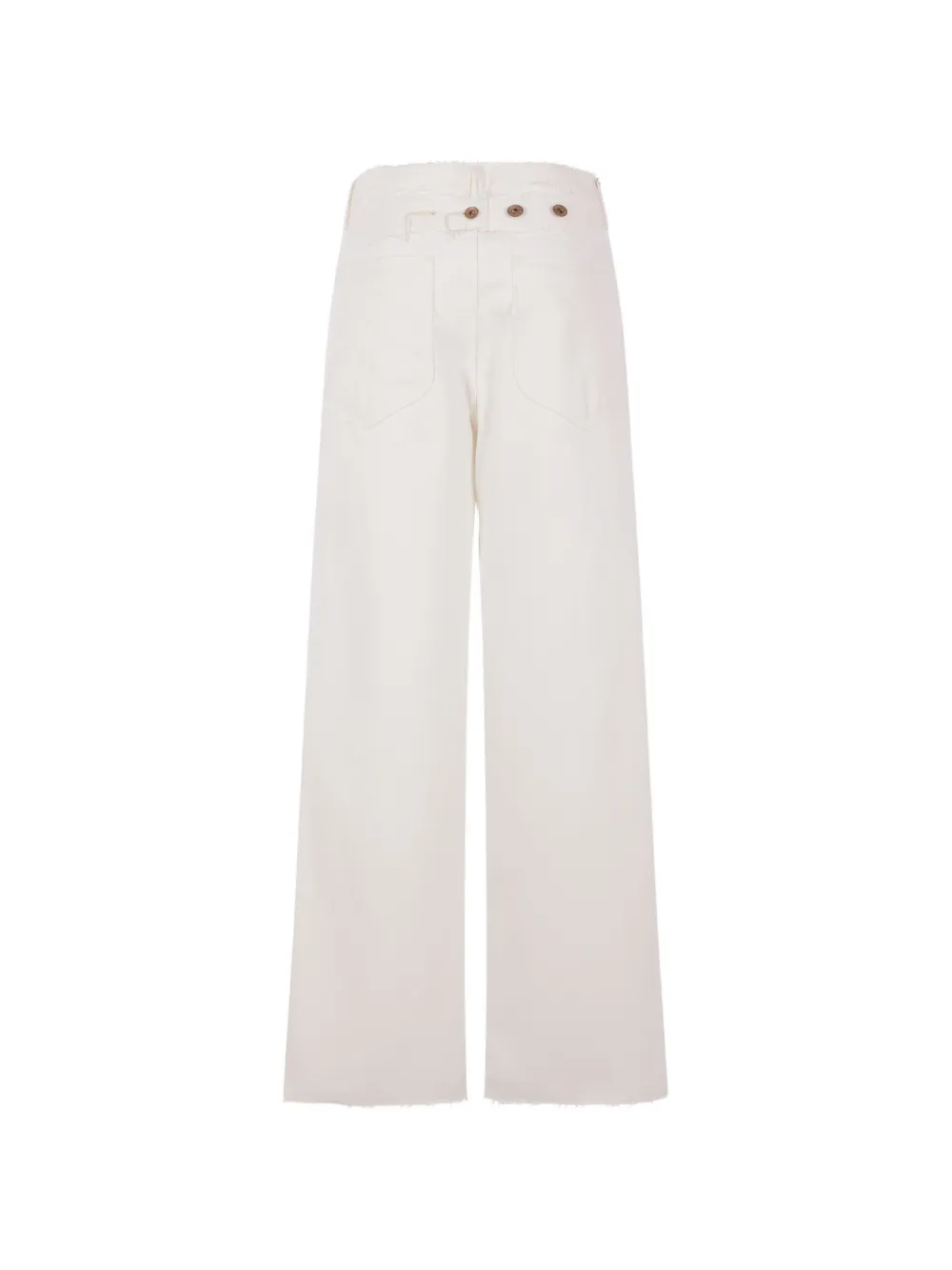  Kuro Frayed Straight Jeans - White 