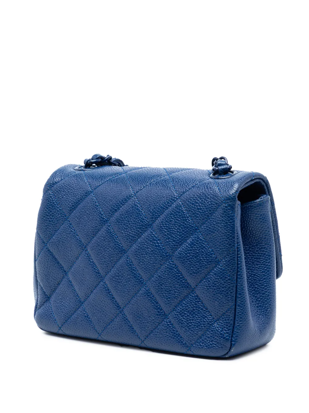  Chanel Pre-owned Mini Sac à Bandoulière Square En Cuir Caviar Matelassé Cc Incognito Single Flap (2019) - Bleu 