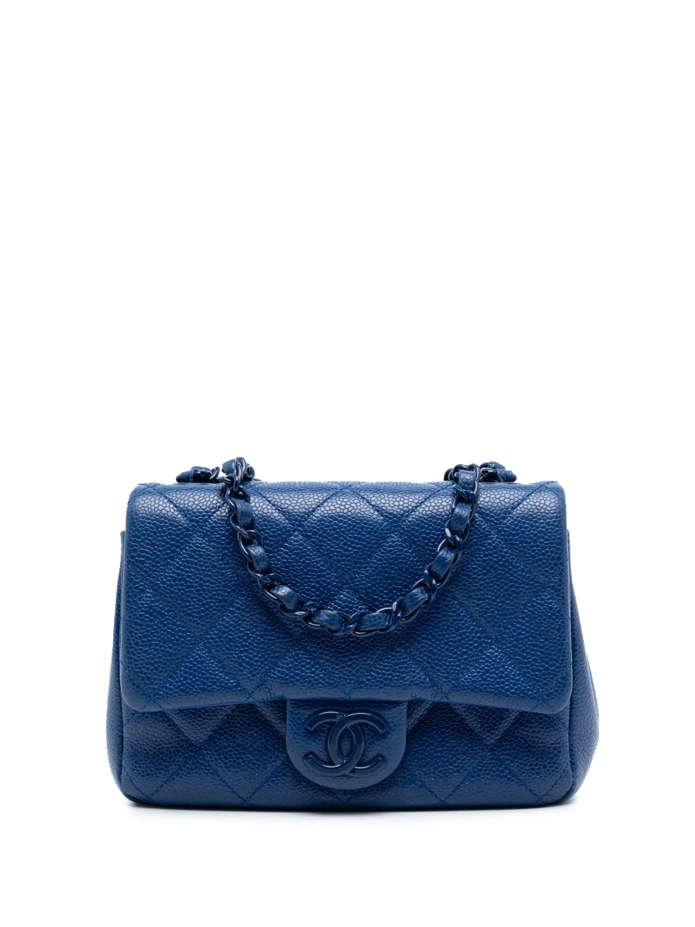 CHANEL Pre-Owned 2019 Mini Square Quilted Caviar CC Incognito Single Flap crossbody bag - Blu