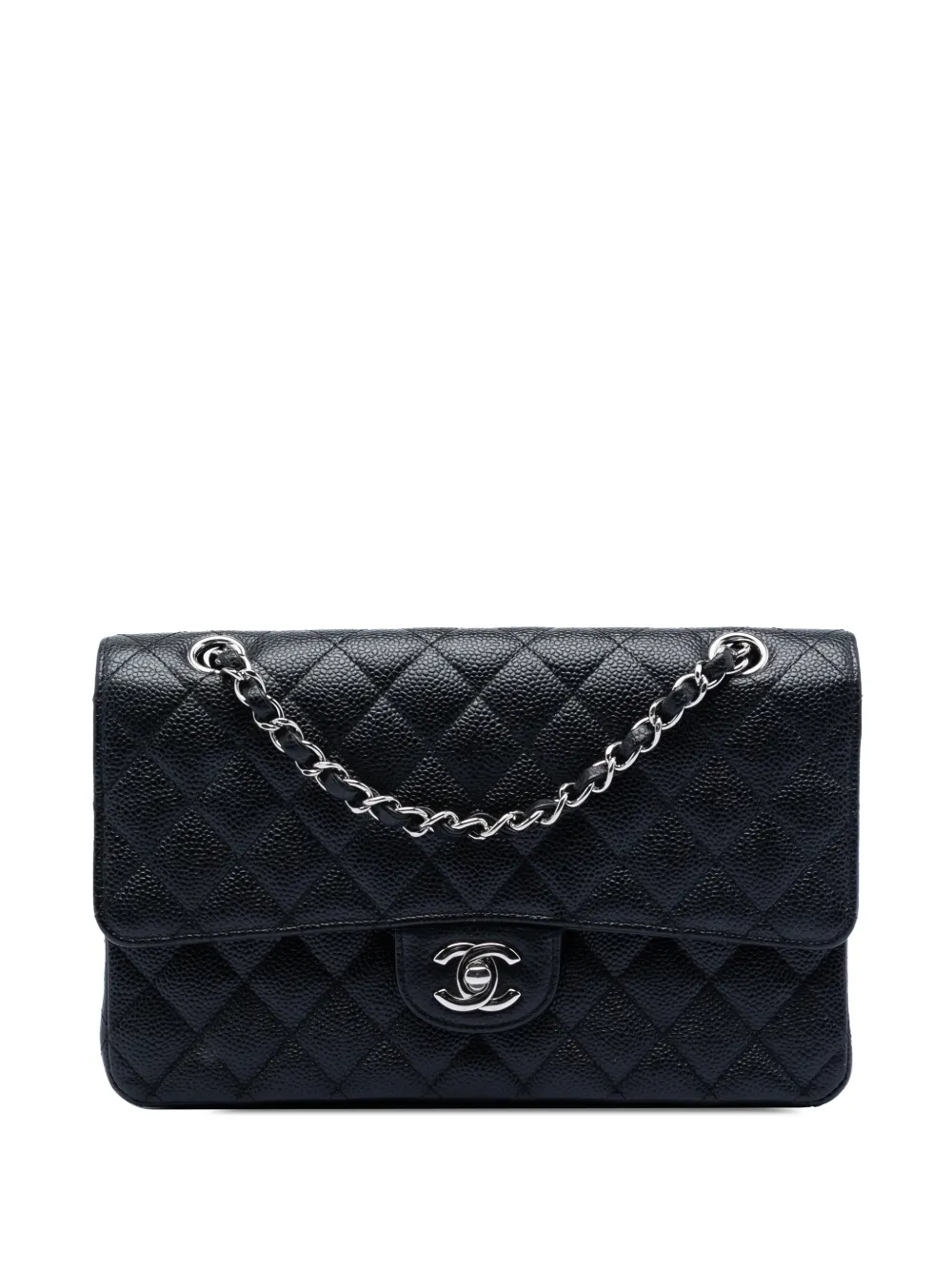 CHANEL Pre-Owned Borsa a spalla media Double Flap in pelle Caviar 2013-2014 - Nero