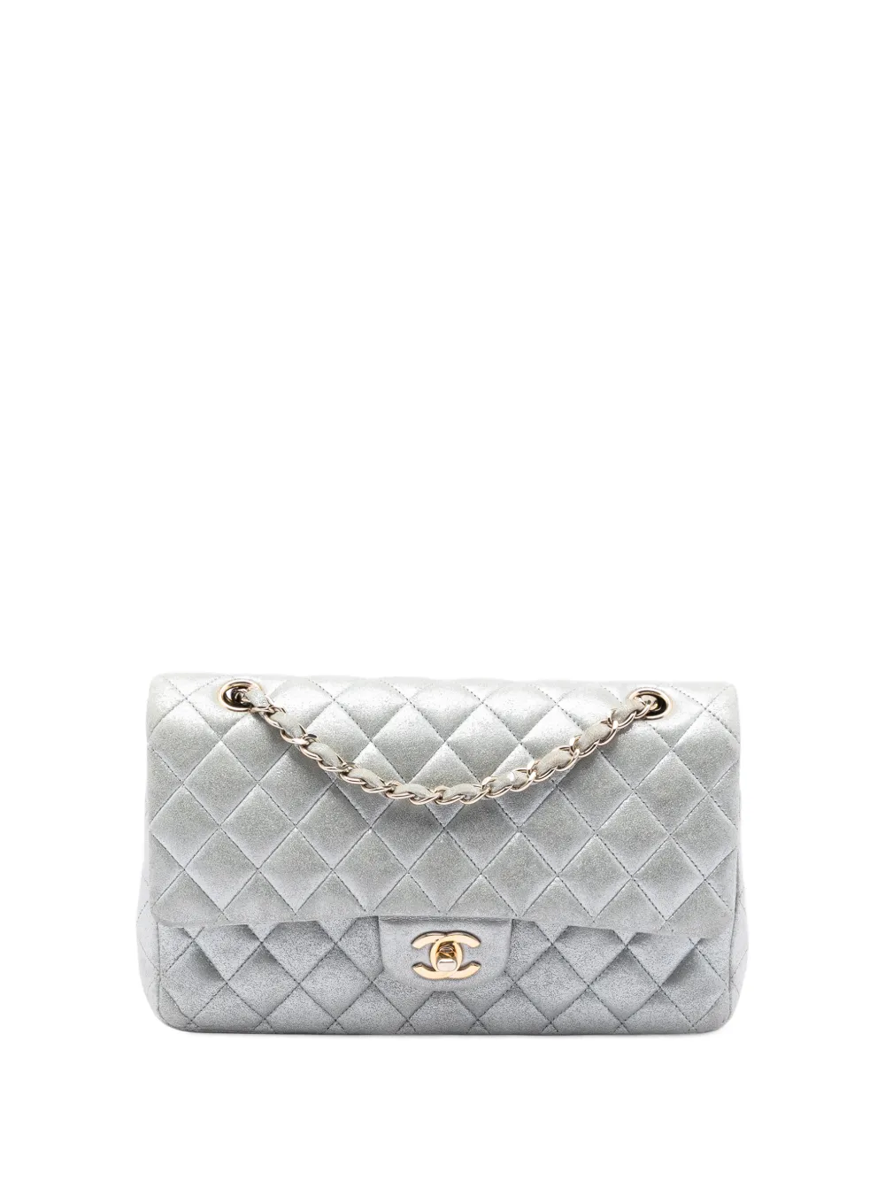 CHANEL Pre-Owned 2011 Medium Classic Metallic Lambskin Double Flap shoulder bag - Argento