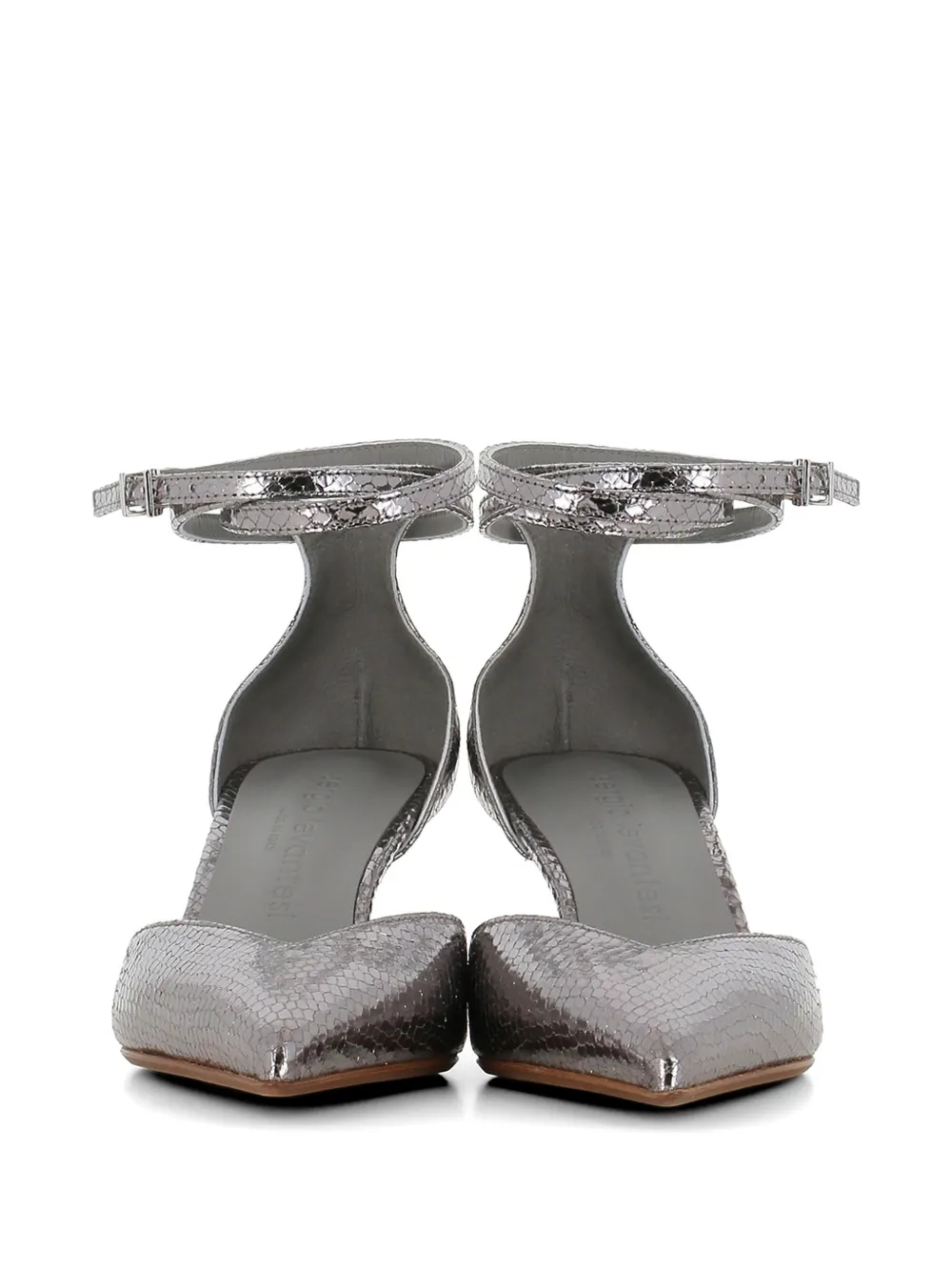 Sergio Levantesi Décolletè Camelia 6 Aspis ankle strap pointed pumps Zilver