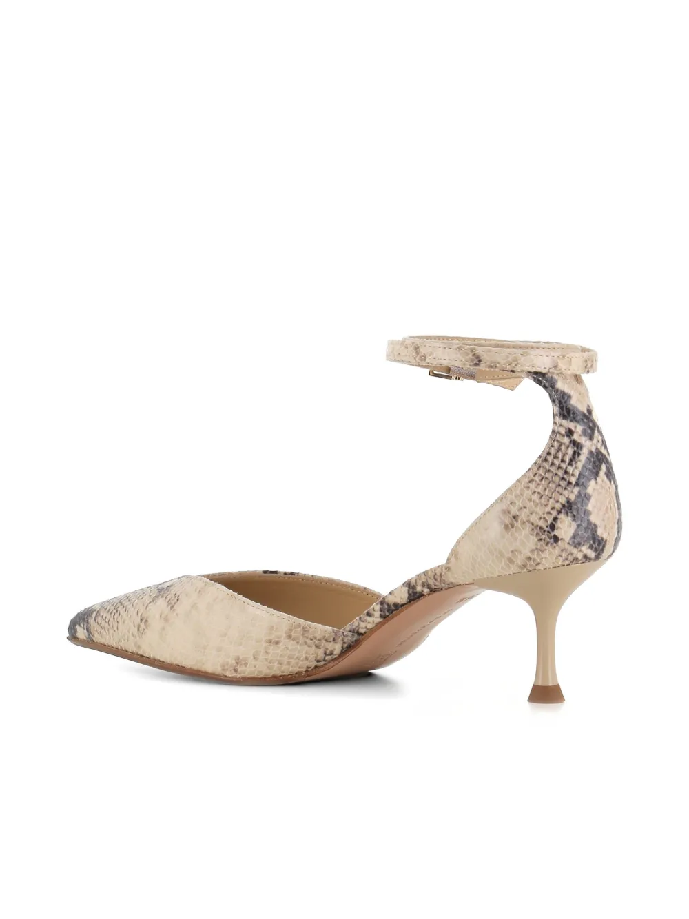 Sergio Levantesi Décolletè Camelia 6 Aspis ankle strap snakeskin pumps Beige