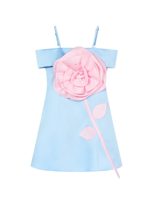 Dress & Fleur フローラル オフショルダーミニワンピース | ブルー