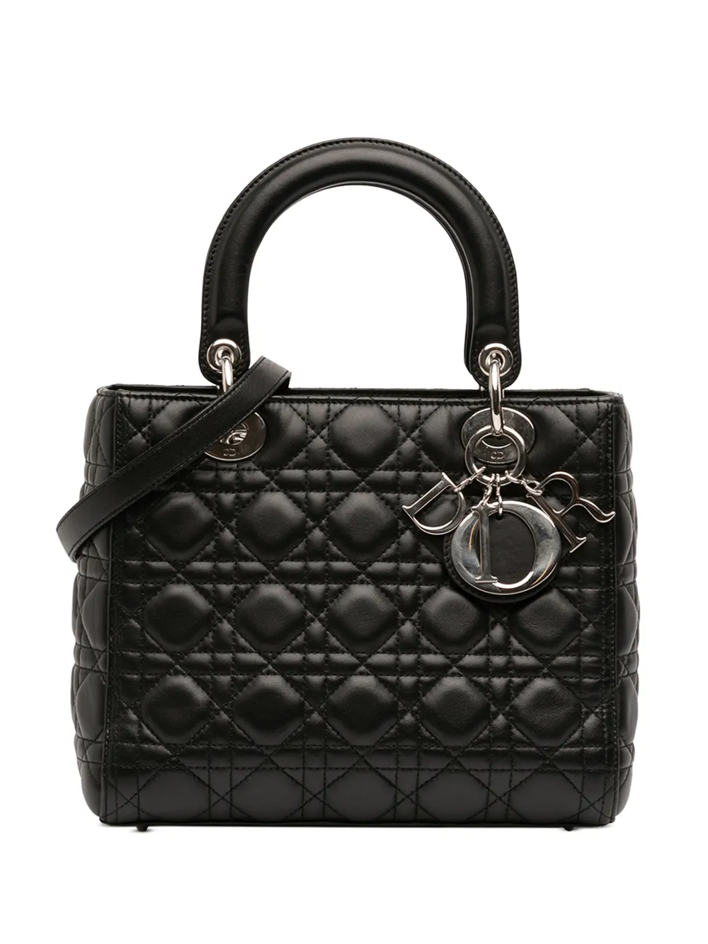 Christian Dior Pre-Owned 2012 Medium Lambskin Cannage Lady Dior satchel - Nero