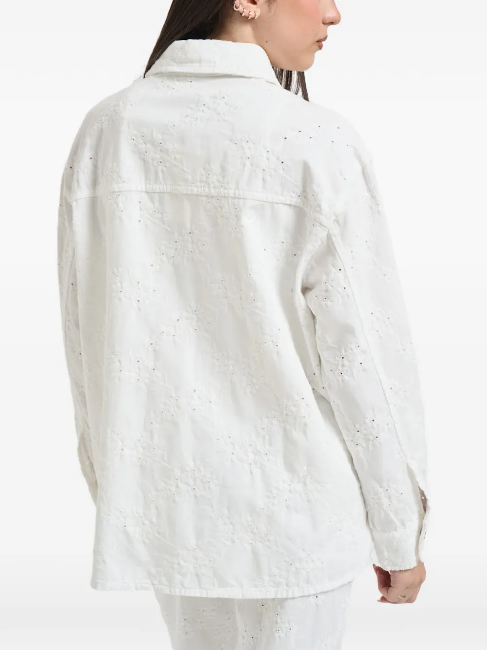  Liu Jo Floral-embroidered Button Jacket - White 