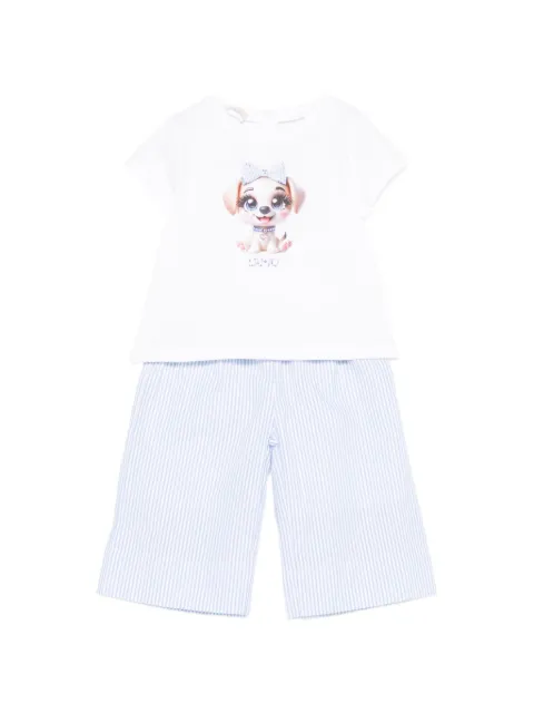 LIU JO striped tie-belt trousers set