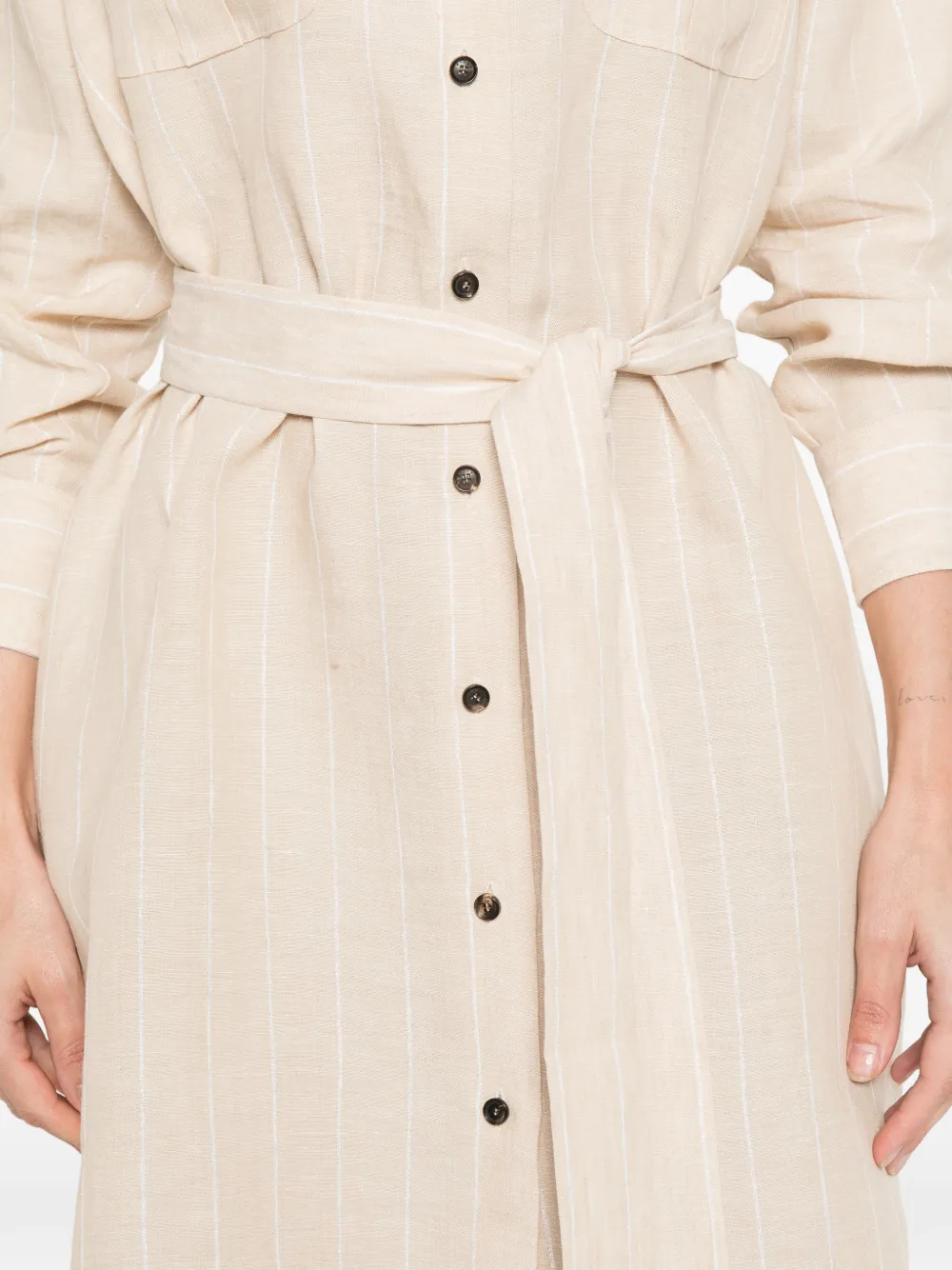 Kiton Blousejurk met ceintuur Beige