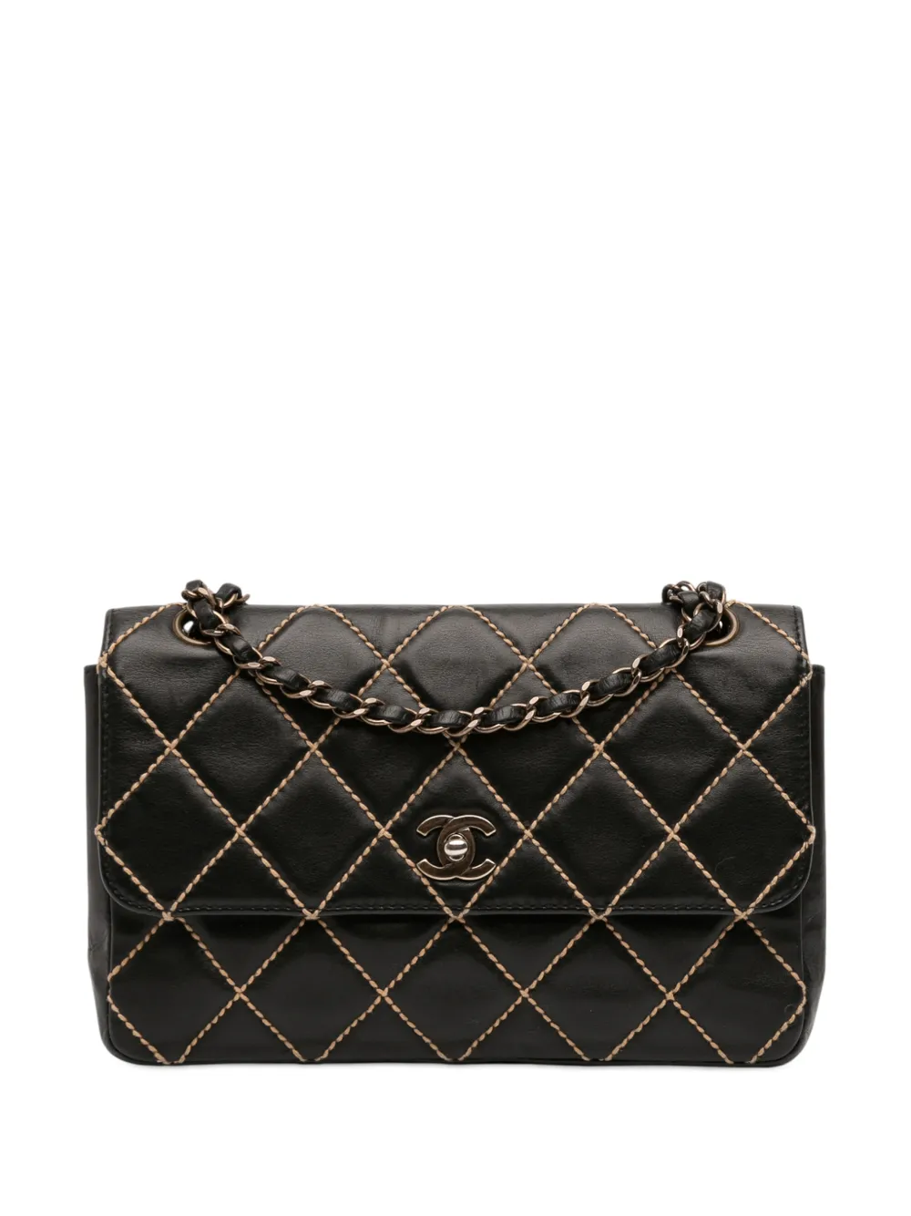 CHANEL Pre-Owned 2002-2003 CC Wild Stitch Lambskin Flap shoulder bag - Nero