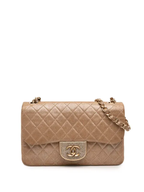 CHANEL Pre-Owned 2014-2015 kleine Perle CC Flap Umhängetasche aus changierendem Lammleder mit Steppung und Kristallen