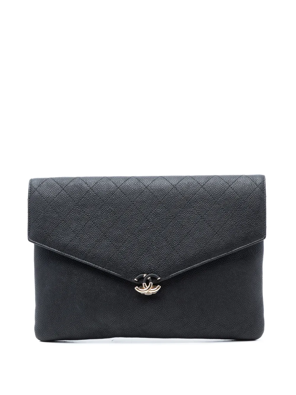 CHANEL Pre-Owned 2018 Paris Cuba Quilted Caviar Thread Around Envelope clutch bag - Nero