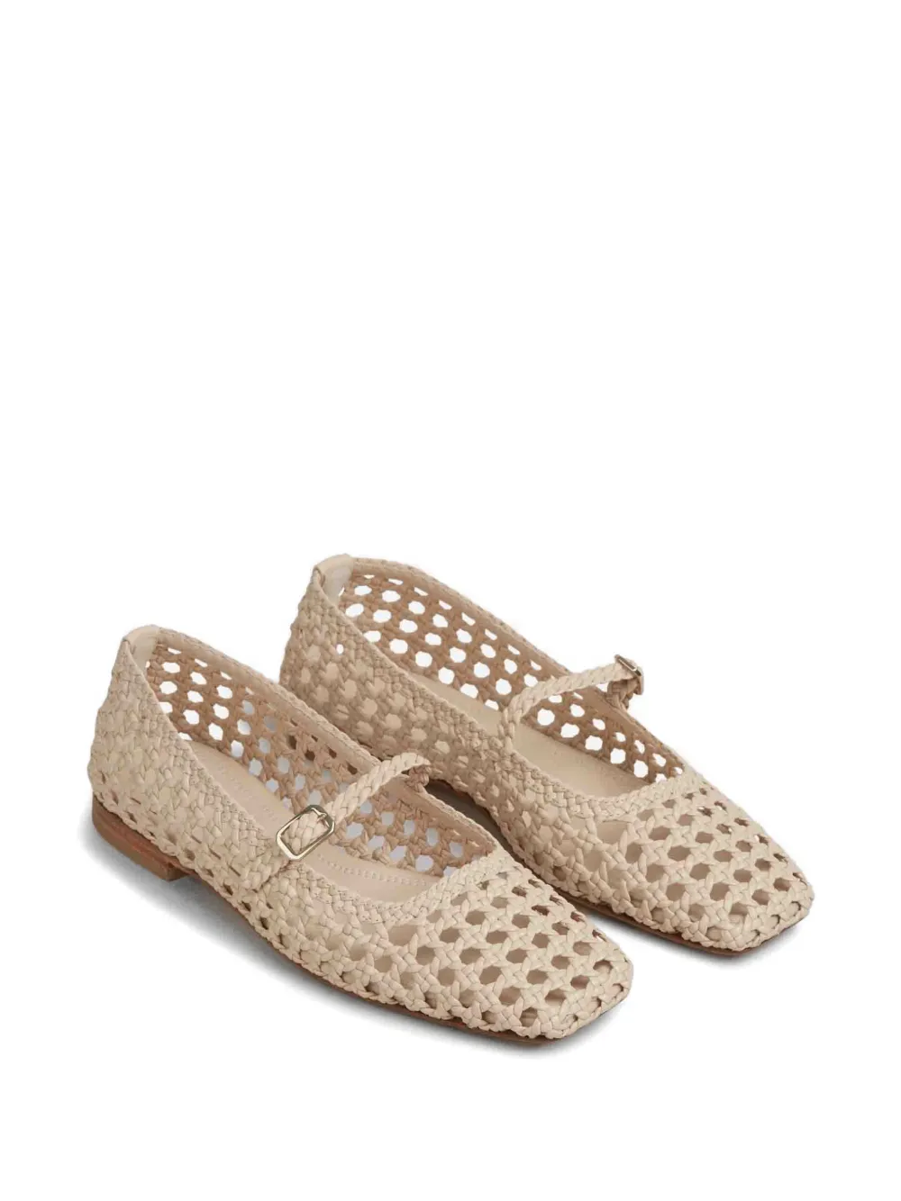  Souliers Martinez Woven Leather Ballet Flats - Neutrals 