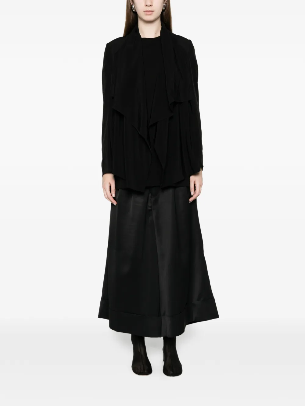 Yohji Yamamoto Gedrapeerd jack met open voorkant Zwart