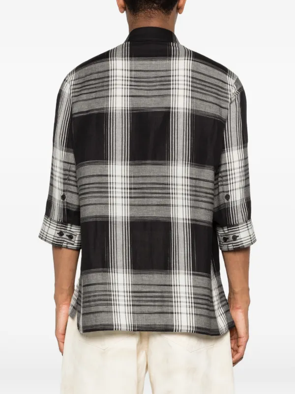 Yohji Yamamoto Camisa Xadrez Com Botão | Preto | FARFETCH BR