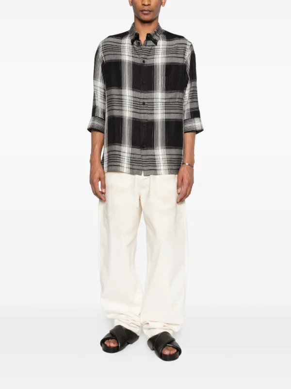 Yohji Yamamoto Camisa Xadrez Com Botão | Preto | FARFETCH BR