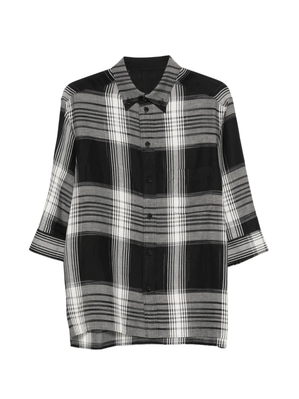 Yohji Yamamoto plaid button shirt – Black