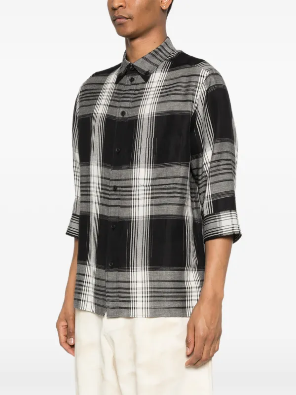 Yohji Yamamoto Camisa Xadrez Com Botão | Preto | FARFETCH BR