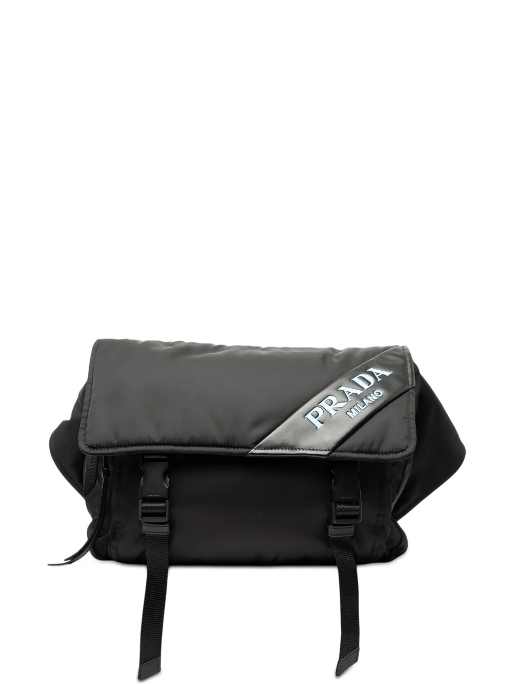 Prada Pre-Owned 2010-2025 Soft Calf Trimmed Tessuto Double Buckle belt bag - Nero