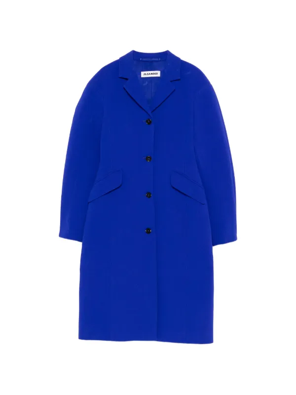 Jil Sander Button-up Felted Coat in Blue