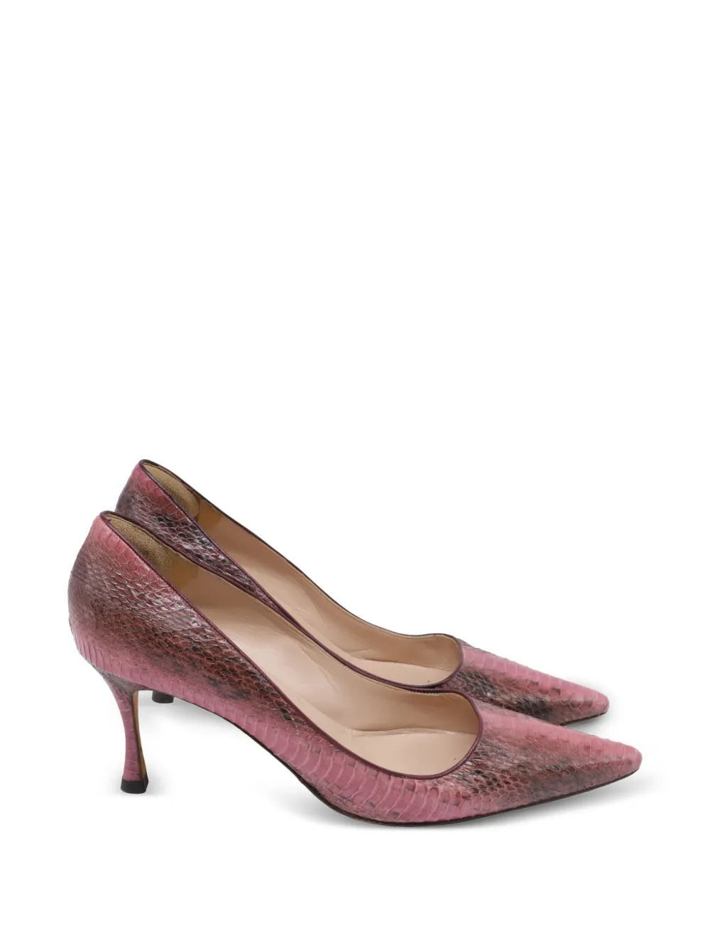 Manolo Blahnik snakeskin-pattern pointed-toe pumps - Rosa
