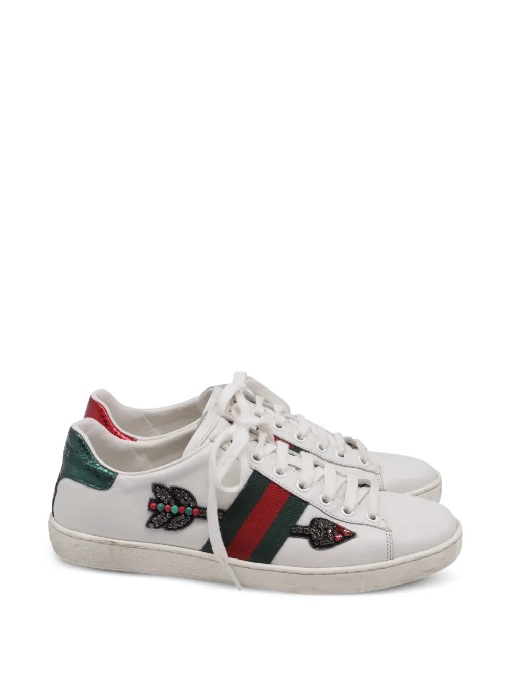 Gucci Pre-Owned Ace arrow-embroidered leather sneakers - Weiß