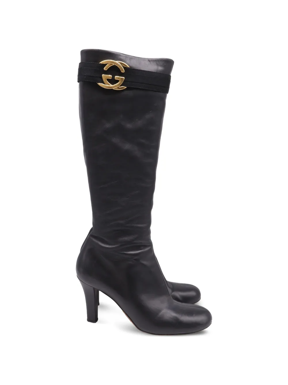 Gucci Pre-Owned Interlocking G leather knee-high boots - Nero