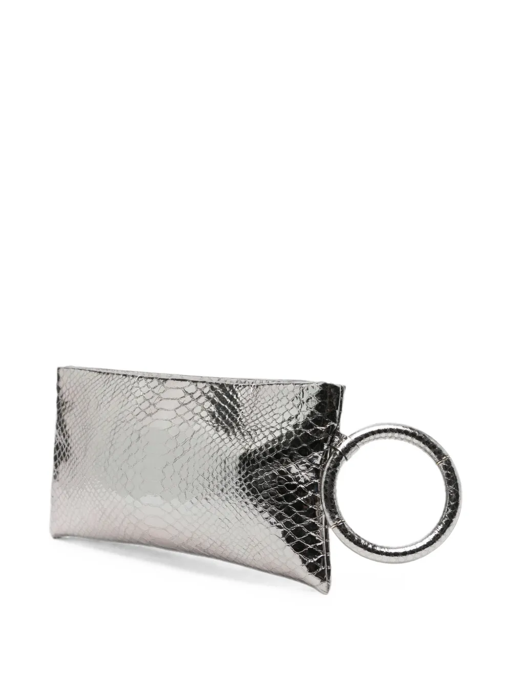 TOM FORD Gelamineerde clutch met slangen-effect Zilver