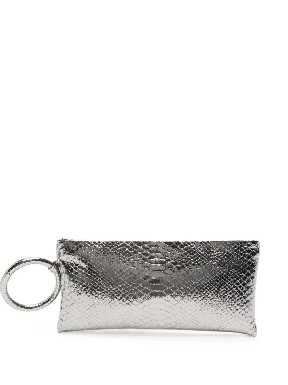 TOM FORD laminated snakeskin-effect clutch bag - Argento