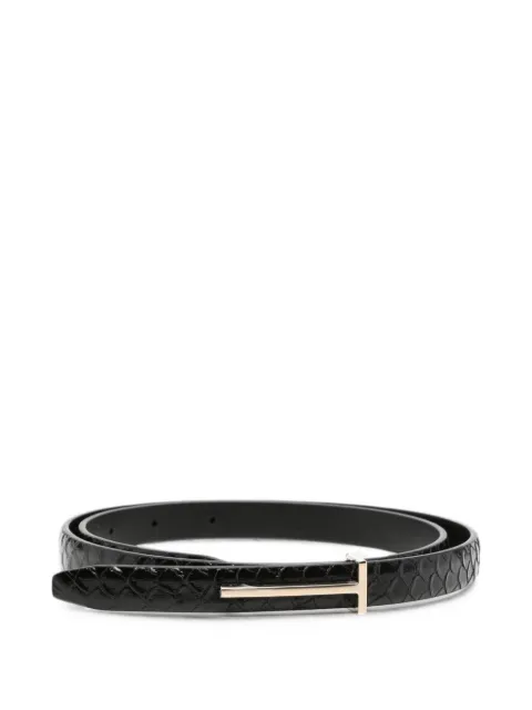 TOM FORD Cinto com logo T e efeito pele de cobra