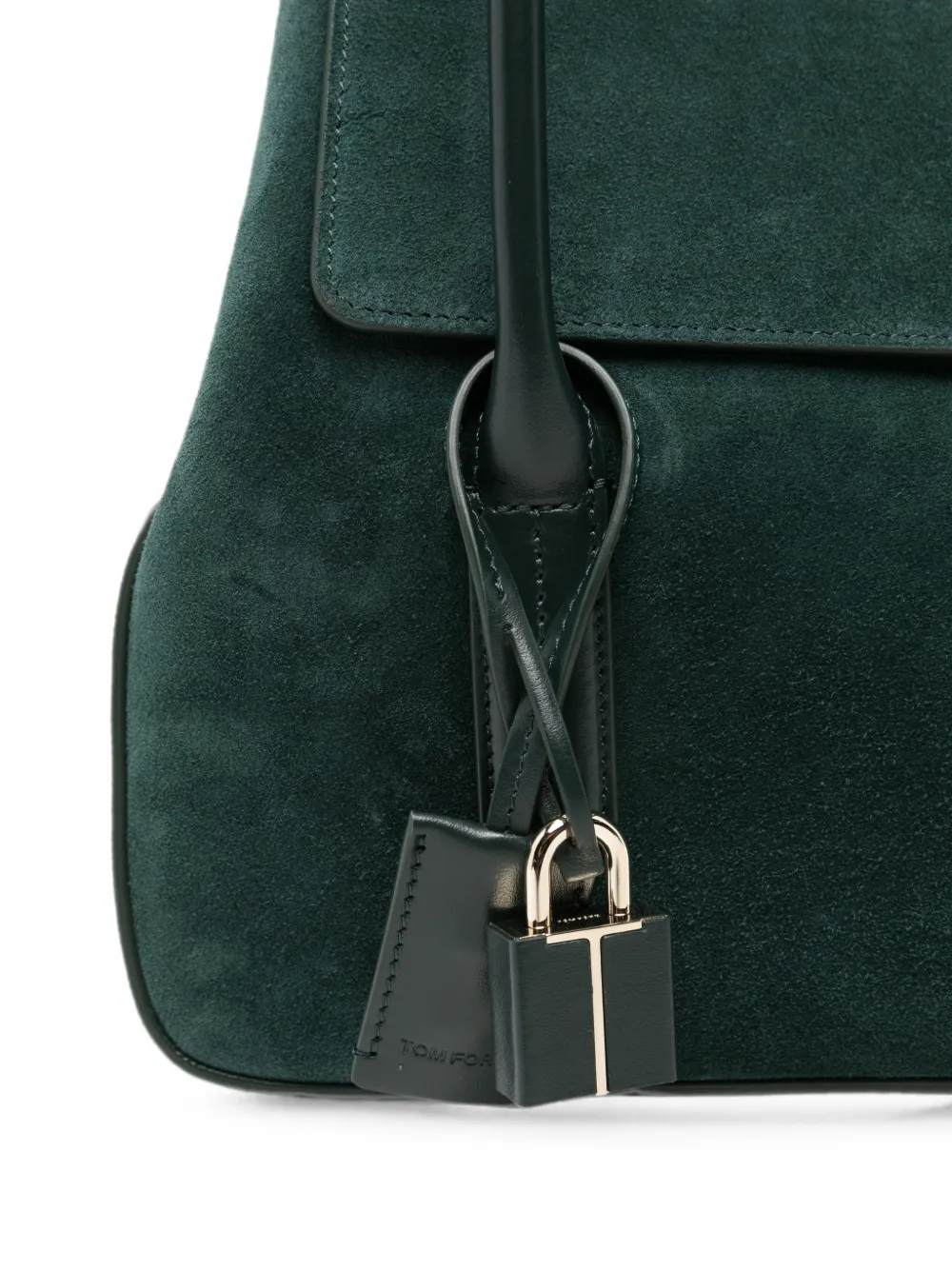 TOM FORD Suède schoudertas met hangslot-detail Groen