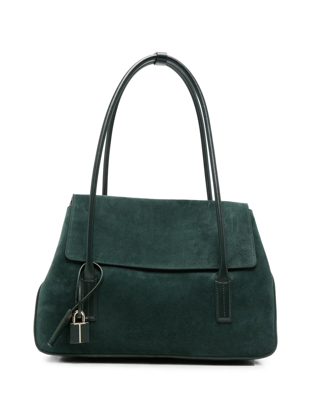 TOM FORD suede padlock-detail shoulder bag - Verde