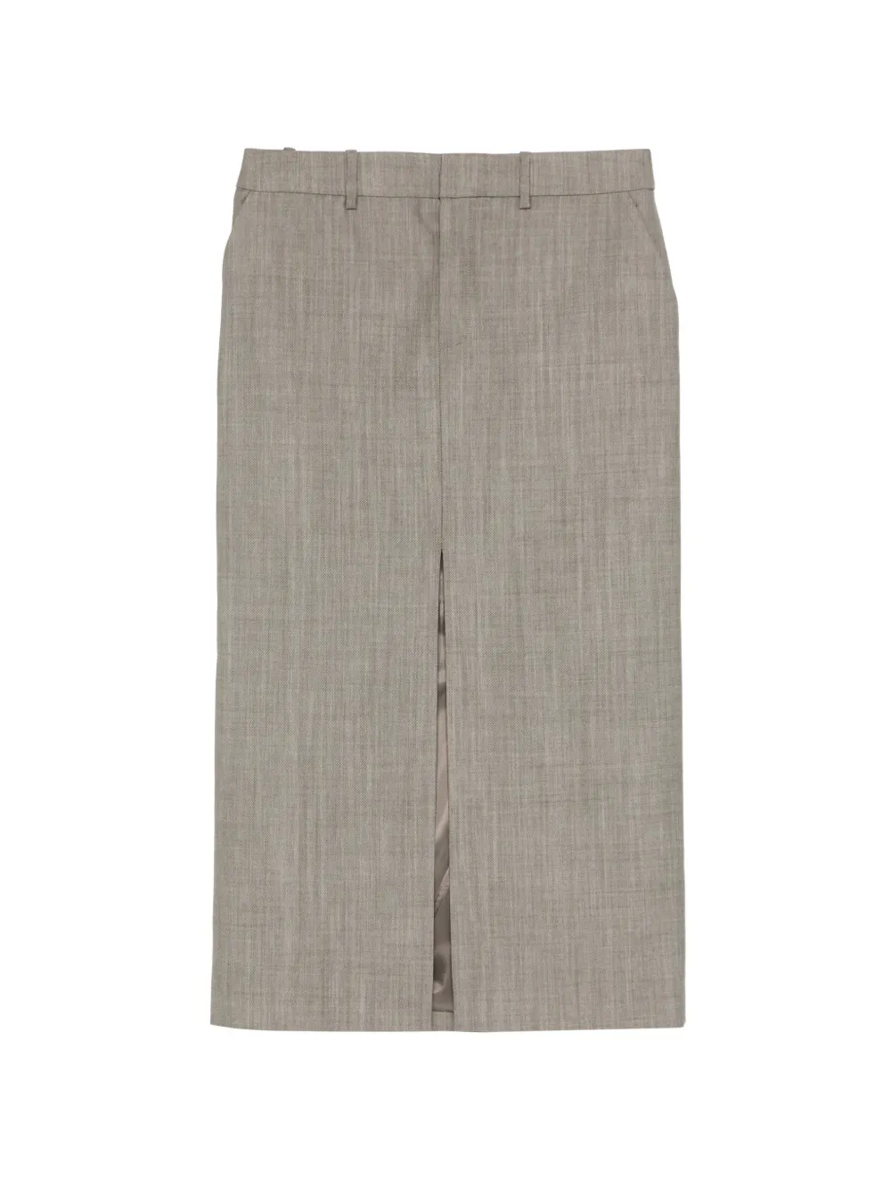 The Frankie Shop Maybelle wool front slit pencil skirt - light taupe melange - Grigio