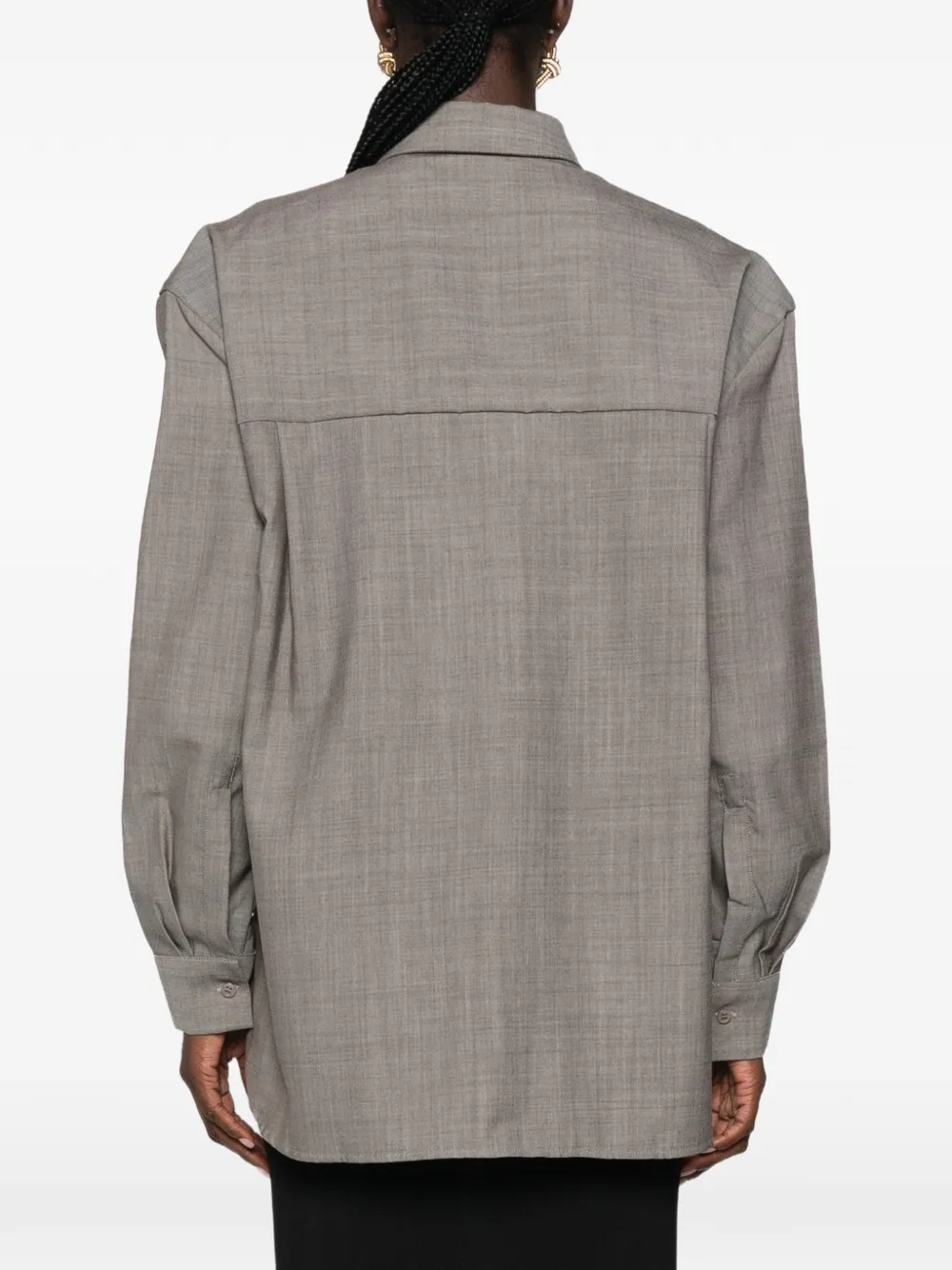 The Frankie Shop Oana gewatteerde wollen blouse Grijs