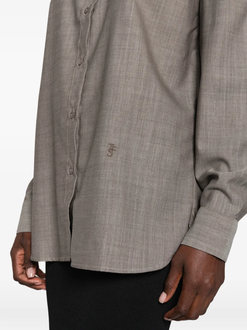 The Frankie Shop Oana gewatteerde wollen blouse Grijs